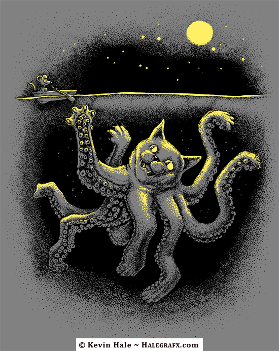 Octo-Puss, cat and octopus monster illustration Octo-Puss, cat and octopus monster illustration