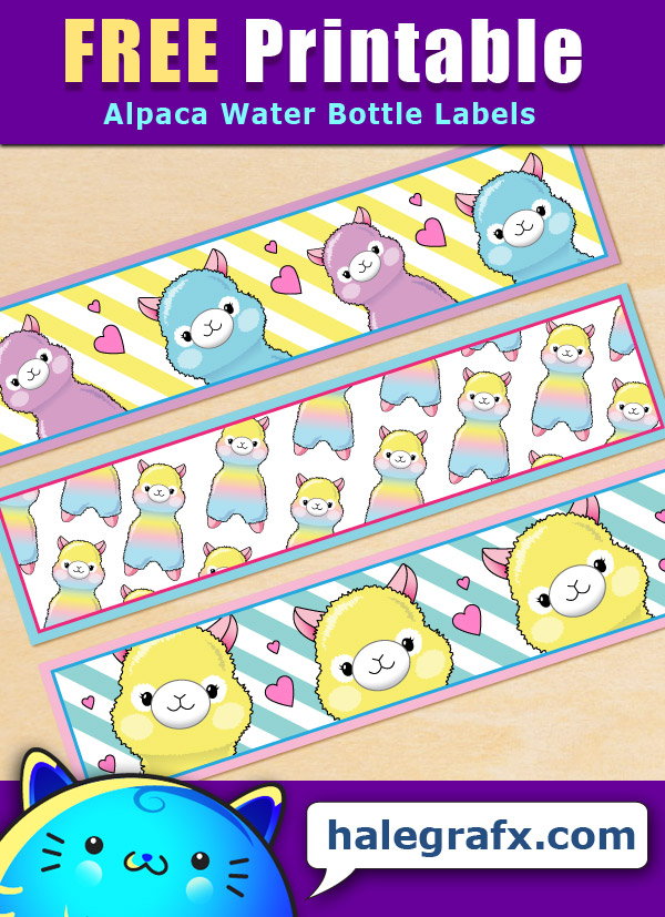 Free Printable Alpaca Themed Water Bottle Labels Free Printable Alpaca Themed Water Bottle Labels