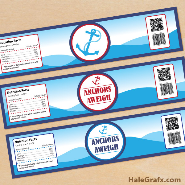 FREE Printable Anchors Aweigh Water Bottle Labels FREE Printable Anchors Aweigh Water Bottle Labels
