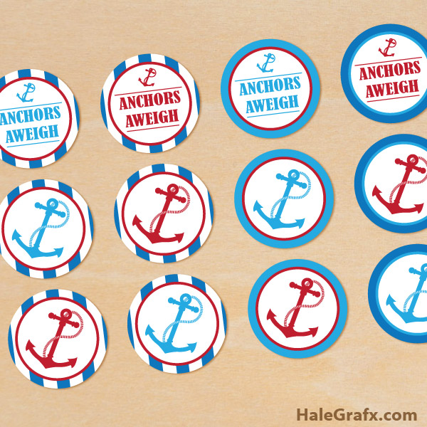 FREE Printable Anchors Aweigh Cupcake Toppers FREE Printable Anchors Aweigh Cupcake Toppers