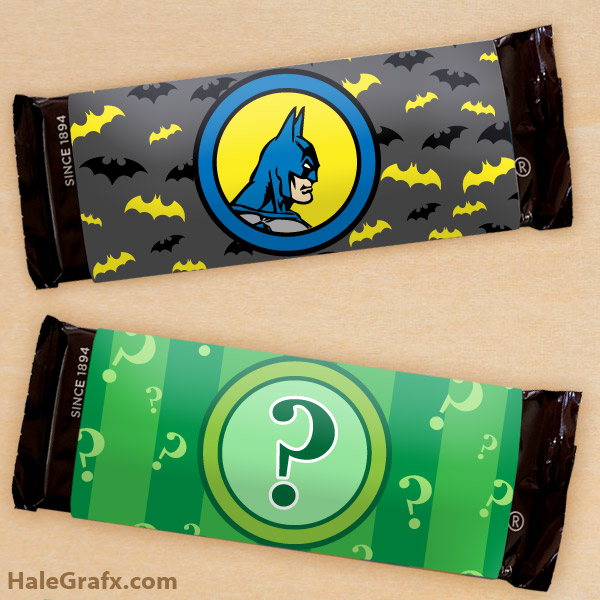 FREE Printable Batman and Riddler Candy Bar Wrappers FREE Printable Batman and Riddler Candy Bar Wrappers