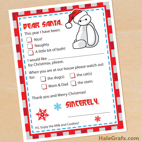 FREE Printable Big Hero 6 Letter to Santa Claus FREE Printable Big Hero 6 Letter to Santa Claus