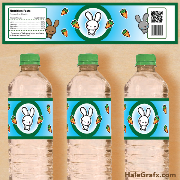 FREE Printable Kawaii Bunny Water Bottle Labels FREE Printable Kawaii Bunny Water Bottle Labels