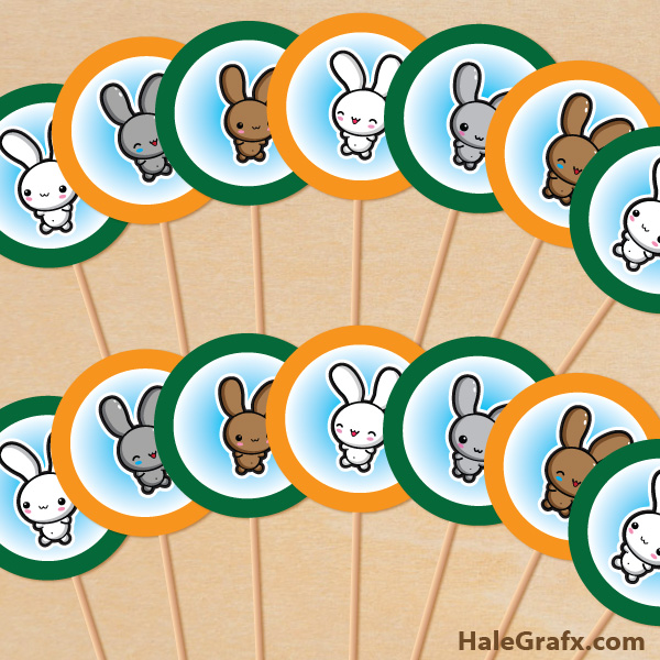 FREE Printable Kawaii Bunny Cupcake Toppers FREE Printable Kawaii Bunny Cupcake Toppers