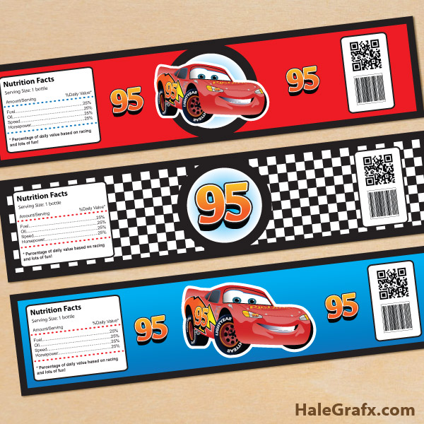 FREE Printable Disney Cars lightning McQueen Water Bottle Labels FREE Printable Disney Cars lightning McQueen Water Bottle Labels