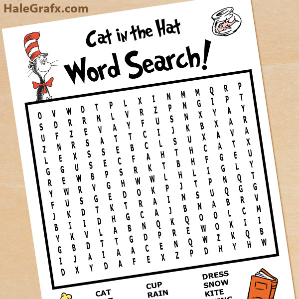 FREE Printable Cat in the Hat Word Search - Dr. Seuss FREE Printable Cat in the Hat Word Search - Dr. Seuss
