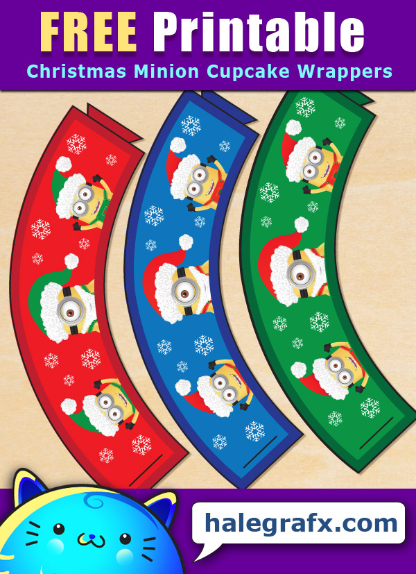 FREE Printable Christmas Minion Cupcake Wrappers FREE Printable Christmas Minion Cupcake Wrappers