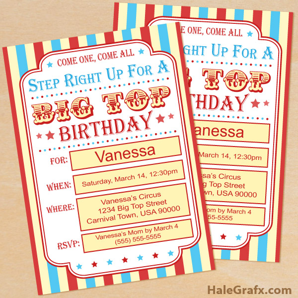 FREE Printable Circus Carnival Birthday Invitation Set FREE Printable Circus Carnival Birthday Invitation Set