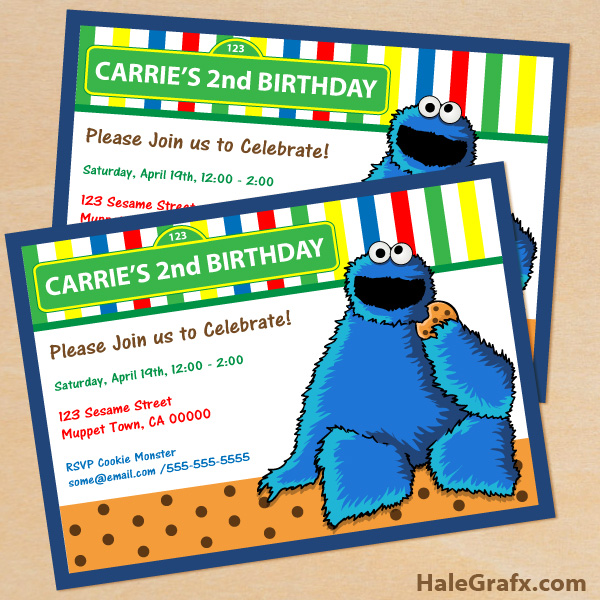 FREE Printable Cookie Monster Birthday Invitation FREE Printable Cookie Monster Birthday Invitation