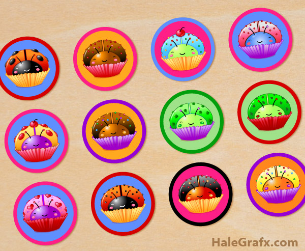 FREE Printable Cupcake Ladybug Digital Collage Sheet FREE Printable Cupcake Ladybug Digital Collage Sheet