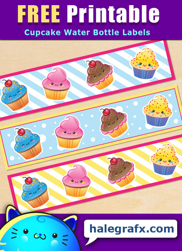 Free Printable Cupcake Themed Water Bottle Labels Free Printable Cupcake Themed Water Bottle Labels