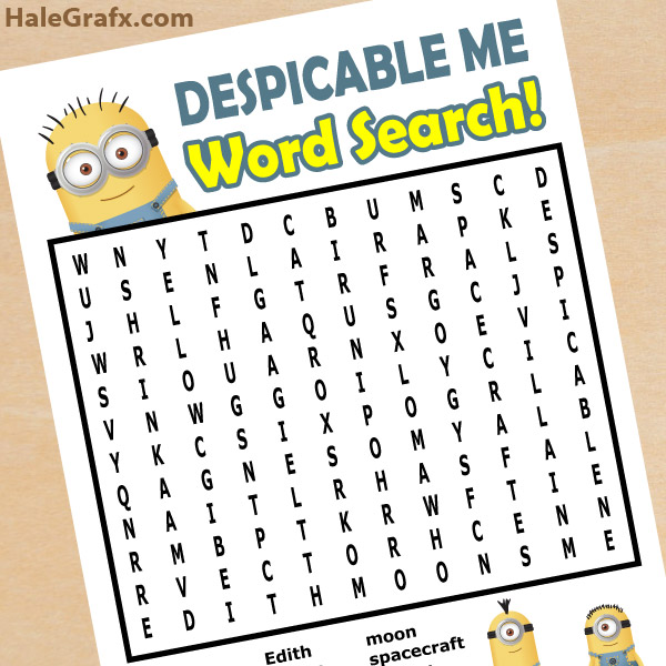 FREE Printable Despicable Me Word Search FREE Printable Despicable Me Word Search