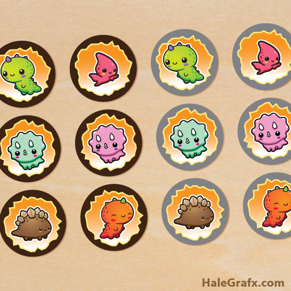 FREE Printable Kawaii Dinosaur Cupcake Toppers FREE Printable Kawaii Dinosaur Cupcake Toppers