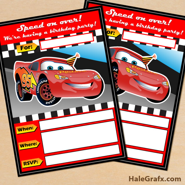FREE Printable Disney CARS Lightning McQueen Birthday Invitation FREE Printable Disney CARS Lightning McQueen Birthday Invitation