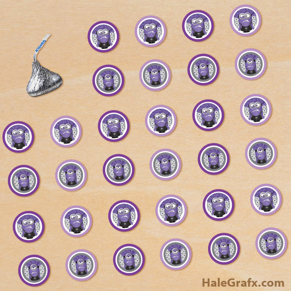 FREE Printable Evil Purple Minion Hershey’s Kisses Stickers FREE Printable Evil Purple Minion Hershey’s Kisses Stickers