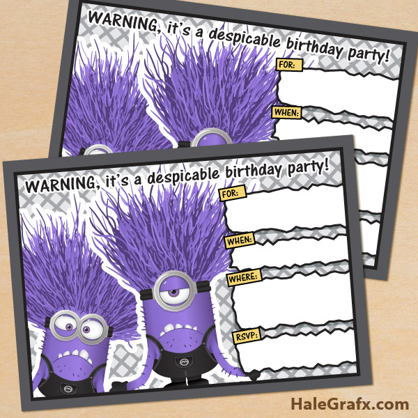 FREE Printable Despicable Me Evil Minions Birthday Invitation FREE Printable Despicable Me Evil Minions Birthday Invitation