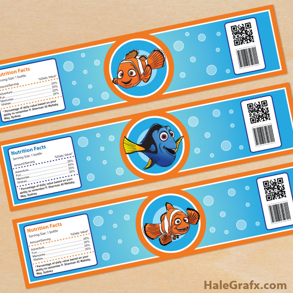 FREE Printable Finding Nemo Water Bottle Labels FREE Printable Finding Nemo Water Bottle Labels