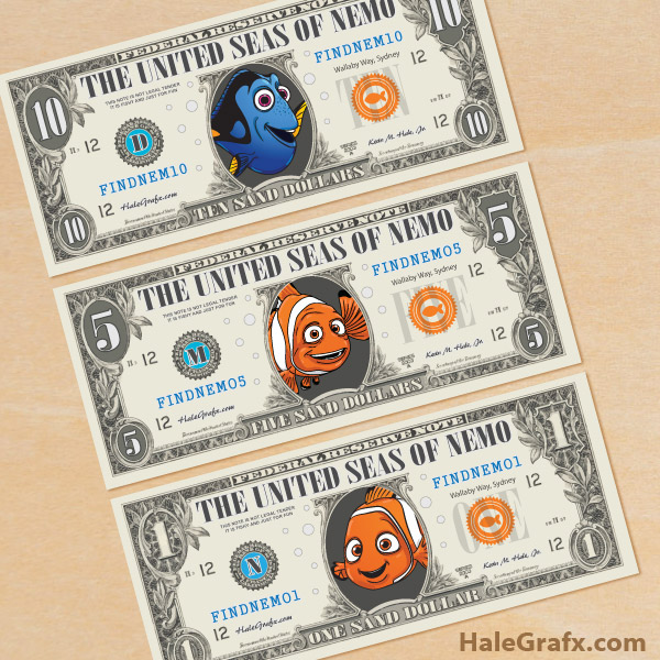 FREE Printable Finding Nemo & Finding Dory Play Money FREE Printable Finding Nemo & Finding Dory Play Money