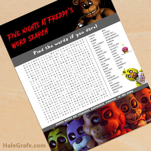 FREE Printable Five Nights at Freddy's Word Search FREE Printable Five Nights at Freddy's Word Search