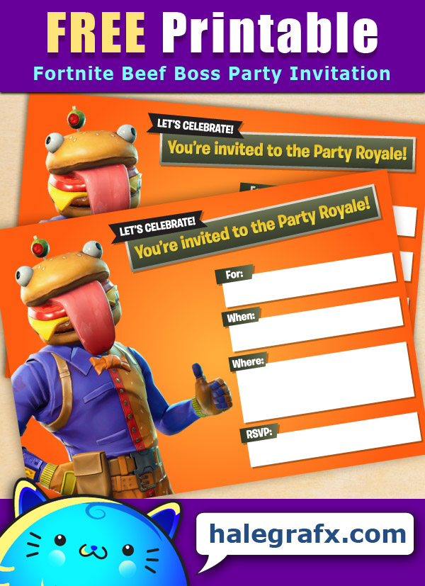 FREE Printable Fortnite Beef Boss Birthday Party Invitation FREE Printable Fortnite Beef Boss Birthday Party Invitation