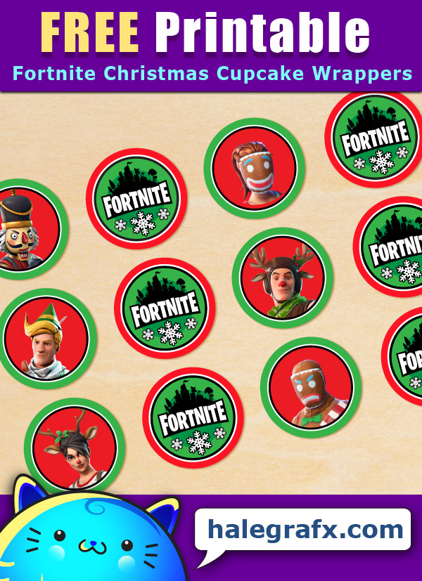 FREE Printable Fortnite Christmas Cupcake Toppers FREE Printable Fortnite Christmas Cupcake Toppers