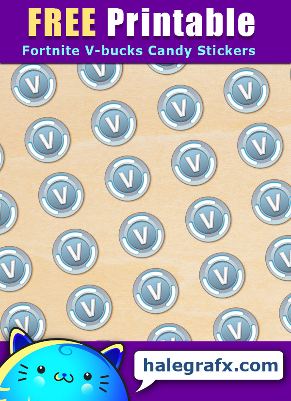 FREE Printable Fortnite V-bucks Candy Stickers FREE Printable Fortnite V-bucks Candy Stickers