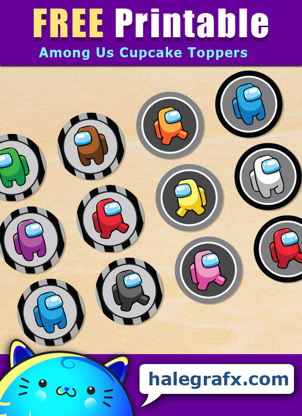 FREE Printable Among Us Cupcake Toppers FREE Printable Among Us Cupcake Toppers