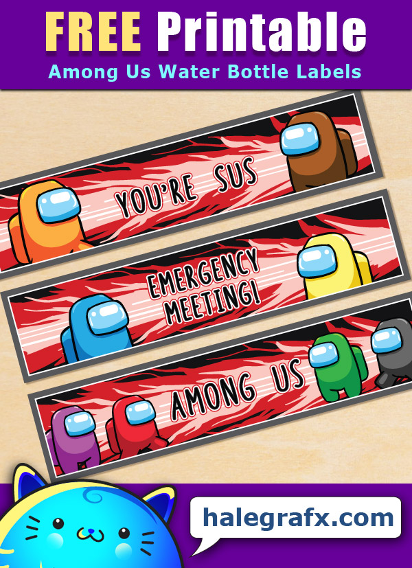 Free Printable Among Us Themed Water Bottle Labels Free Printable Among Us Themed Water Bottle Labels