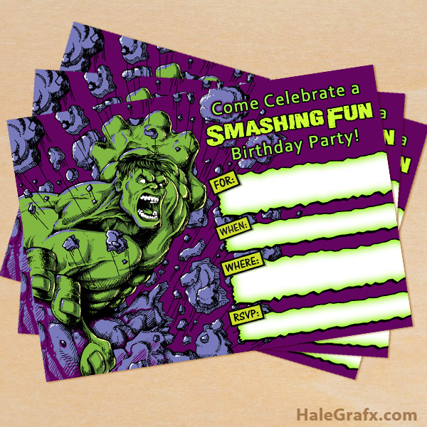 FREE Printable Incredible Hulk Birthday Invitation FREE Printable Incredible Hulk Birthday Invitation