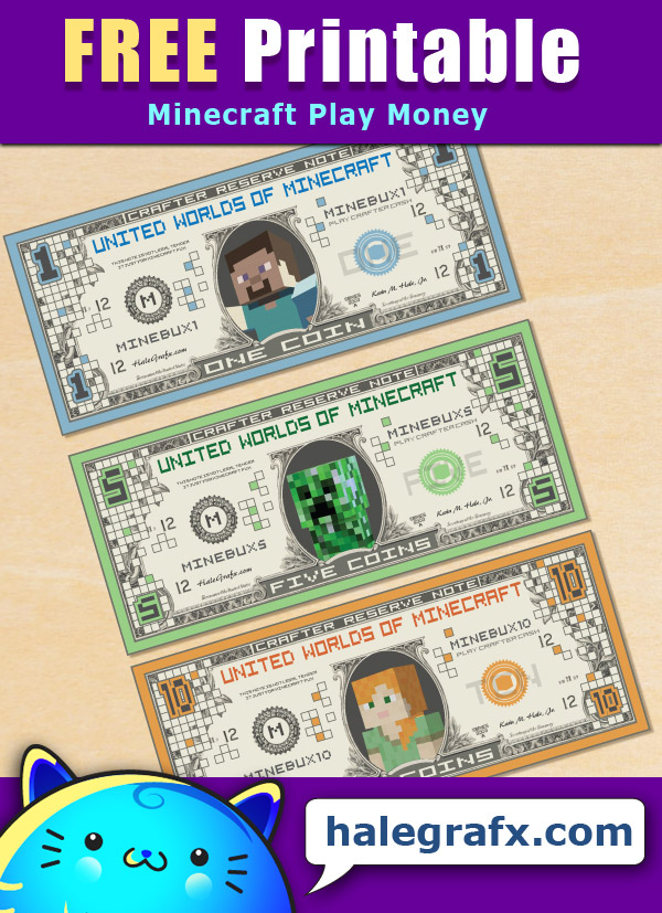 FREE Printable Minecraft Play Money FREE Printable Minecraft Play Money