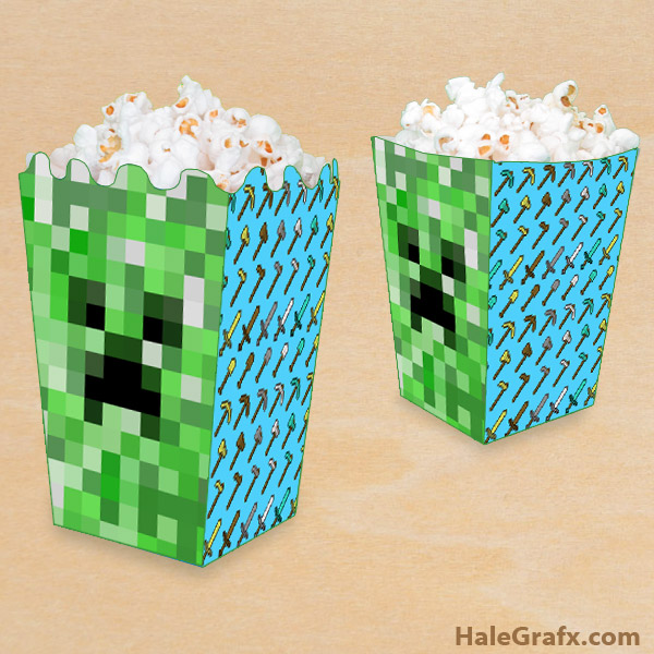FREE Printable Minecraft Popcorn Box FREE Printable Minecraft Popcorn Box