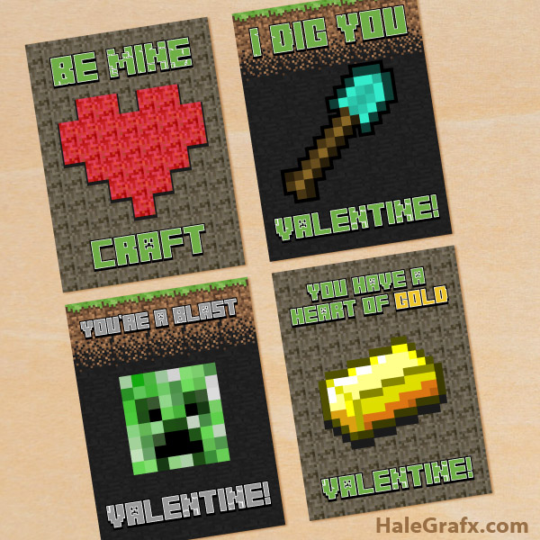 FREE Printable Minecraft Valentines FREE Printable Minecraft Valentines