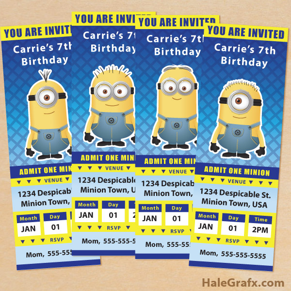 FREE Printable Despicable Me Minion Ticket Invitations FREE Printable Despicable Me Minion Ticket Invitations