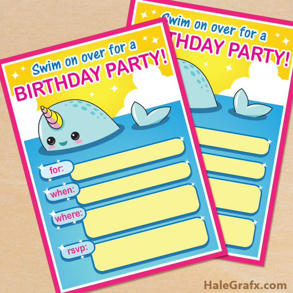 FREE Printable Narwhal Party Invitation FREE Printable Narwhal Party Invitation