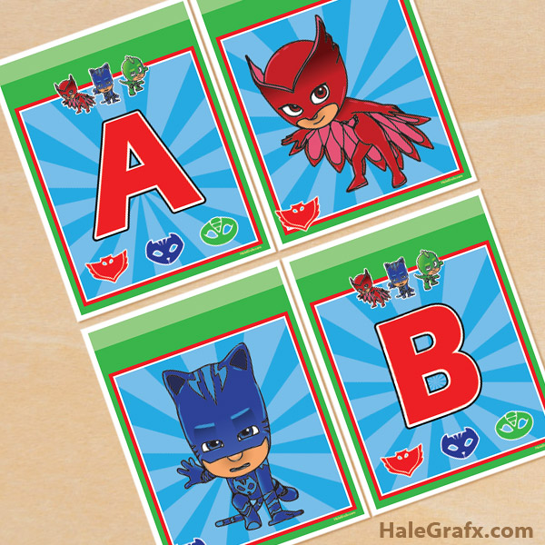 FREE Printable PJ Masks Alphabet Banner Pack FREE Printable PJ Masks Alphabet Banner Pack