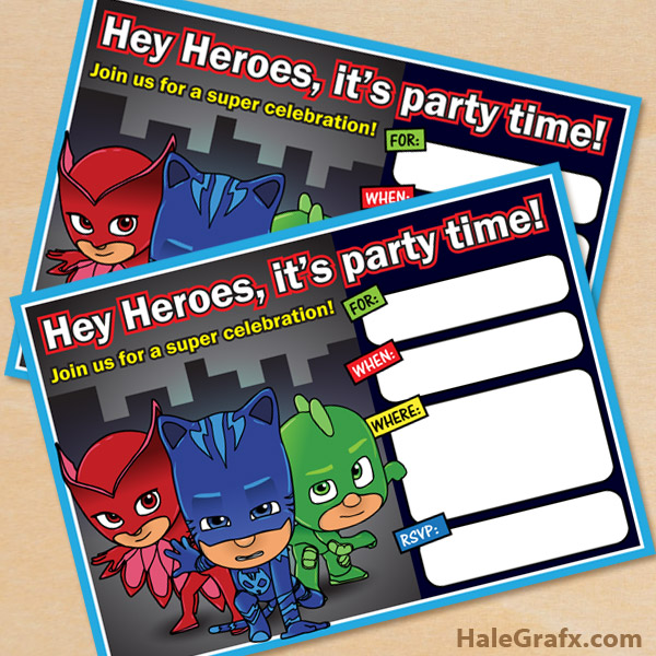 FREE Printable PJ Masks Birthday Invitation FREE Printable PJ Masks Birthday Invitation