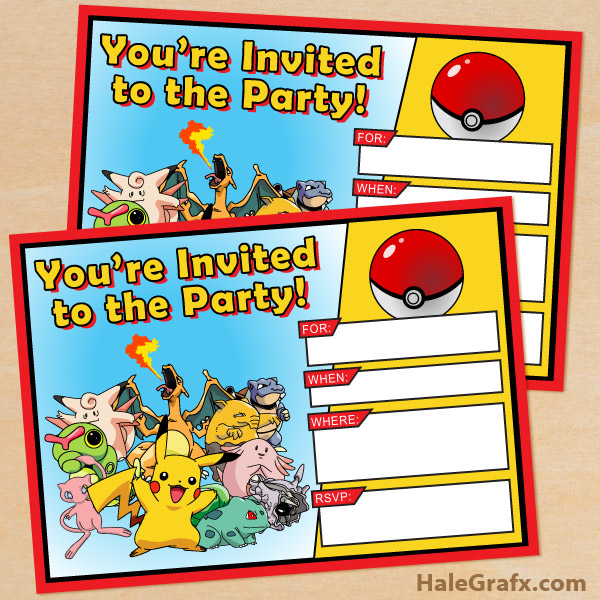FREE Printable Pokémon Birthday Invitation FREE Printable Pokémon Birthday Invitation