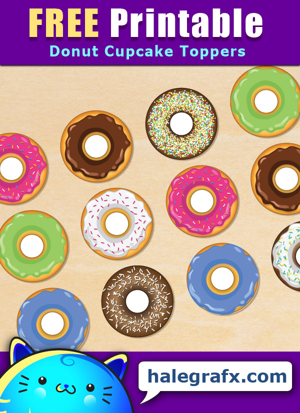 FREE Printable Donut Cupcake Toppers FREE Printable Donut Cupcake Toppers