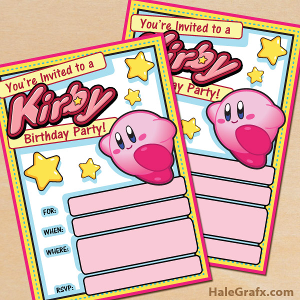 FREE Printable Kirby Birthday Invitation FREE Printable Kirby Birthday Invitation