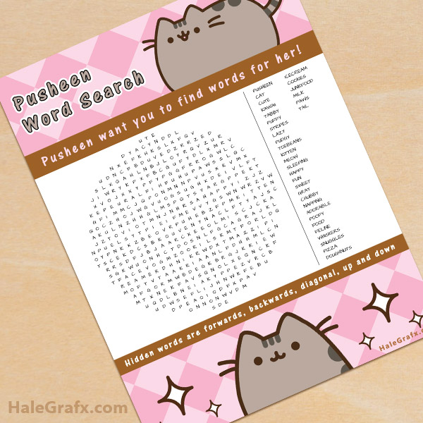 FREE Printable Pusheen Word Search FREE Printable Pusheen Word Search