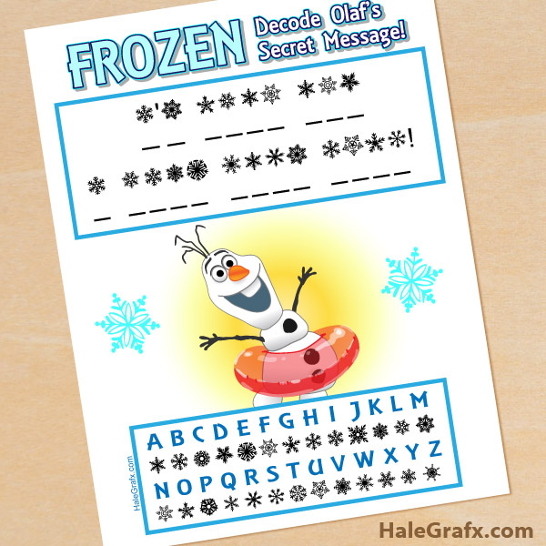 FREE Frozen Printable Decode Olaf's Secret Message FREE Frozen Printable Decode Olaf's Secret Message