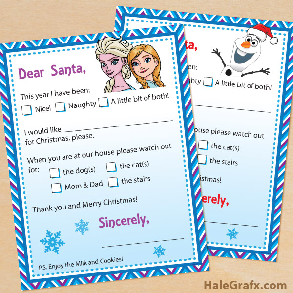 FREE Printable Frozen Letters to Santa Claus FREE Printable Frozen Letters to Santa Claus
