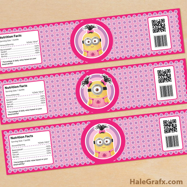 FREE Printable Despicable Me girl minions Water Bottle Labels FREE Printable Despicable Me girl minions Water Bottle Labels