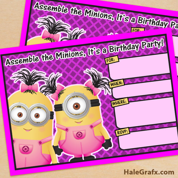 FREE Printable Despicable Me Girl Minion Birthday Invitation FREE Printable Despicable Me Girl Minion Birthday Invitation