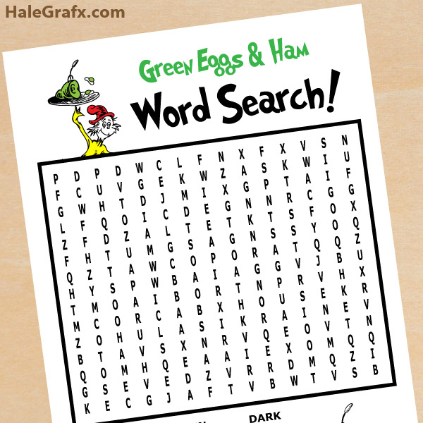 FREE Printable Green Eggs & Ham Word Search - Dr. Seuss FREE Printable Green Eggs & Ham Word Search - Dr. Seuss