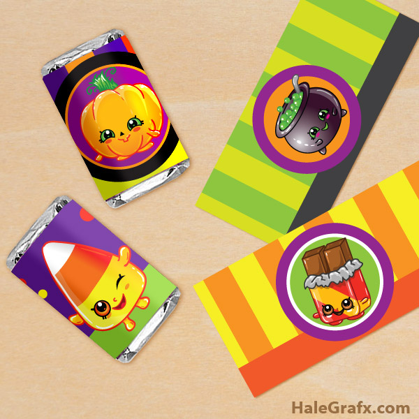 FREE Printable Halloween Shopkins Mini Candy Bar Wrappers FREE Printable Halloween Shopkins Mini Candy Bar Wrappers