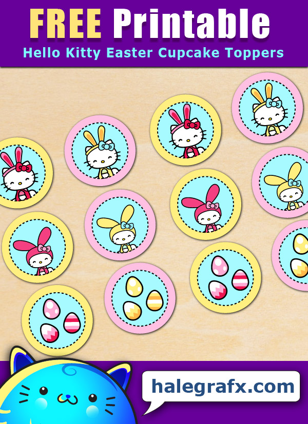 FREE Printable Hello Kitty Easter Cupcake Toppers FREE Printable Hello Kitty Easter Cupcake Toppers
