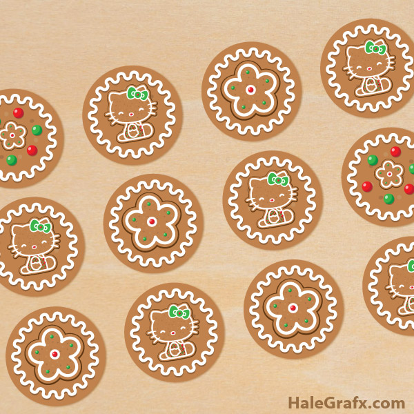 FREE Printable Christmas Hello Kitty Gingerbread Cupcake Toppers FREE Printable Christmas Hello Kitty Gingerbread Cupcake Toppers