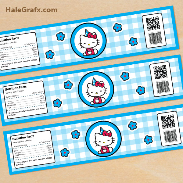 FREE Blue Printable Hello Kitty Water Bottle Labels FREE Blue Printable Hello Kitty Water Bottle Labels