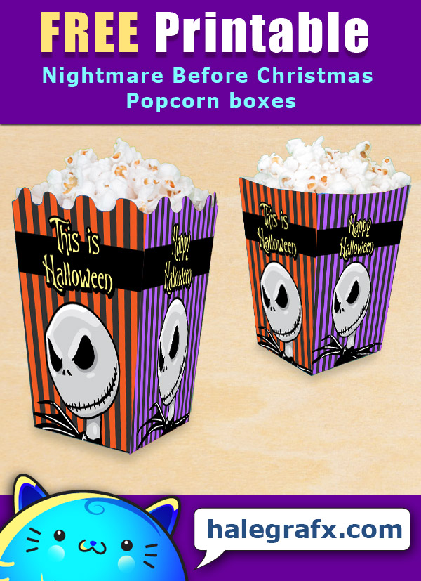 FREE Printable Nightmare before Christmas Popcorn Box FREE Printable Nightmare before Christmas Popcorn Box